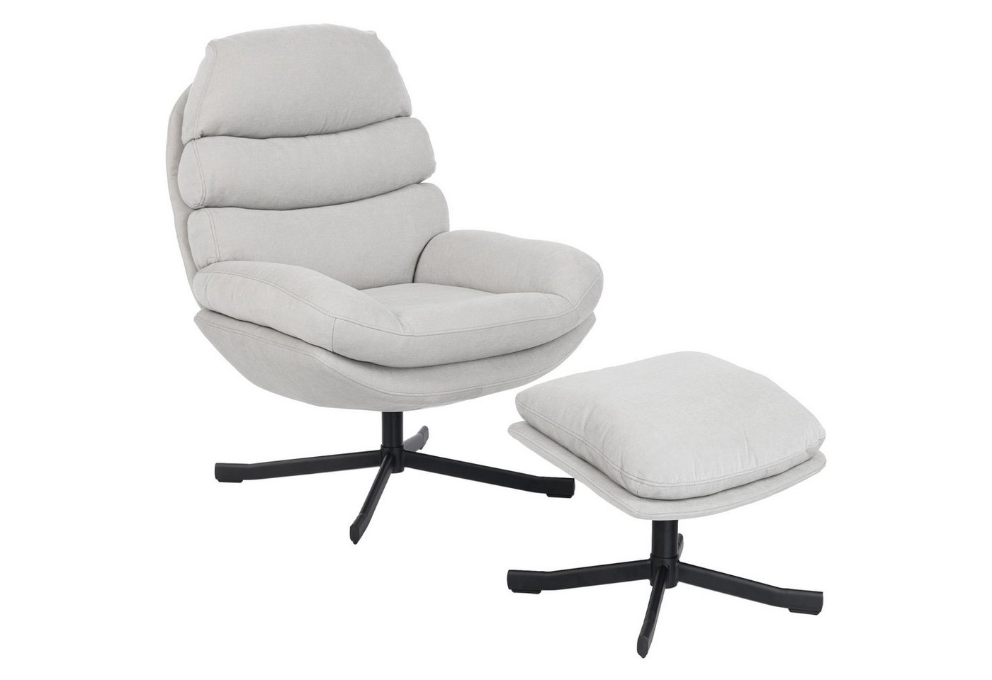 HOMCOM Relaxsessel Relaxsessel mit Hocker Sessel mit Chenille-Optik Drehbar (Modern Fernsehsessel, 2-St., Loungesessel mit Hocker), für Wohnzimmer, Schlafzimmer – Bild 2 von 5