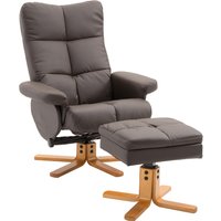 HOMCOM Relaxsessel mit Hocker und Stauraum, Fernsehsessel mit Liegefunktion, 360° drehbar, PU Holzgestell, Braun 80x86x99cm für Komfort & Entspannung Aosom.de