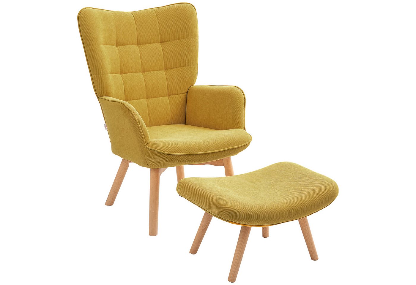 HOMCOM Relaxsessel Ohrensessel, Modern Armlehnensessel, Lesesessel, Schlafzimmer (Ohrensessel, 2-St., Polstersessel), für Wohnzimmer, Orange – Bild 2 von 5