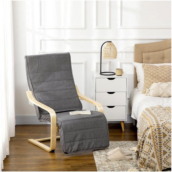 HOMCOM Relaxsessel Polstersessel mit Leinenoptik Sessel (Set, 1-St., Lesesessel), 5-fach verstellbare Fußstütze, abnehmbare Bezüge
