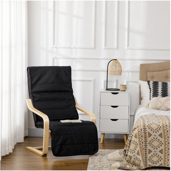 HOMCOM Relaxsessel Polstersessel mit Leinenoptik Sessel (Set, 1-St., Lesesessel), 5-fach verstellbare Fußstütze, abnehmbare Bezüge