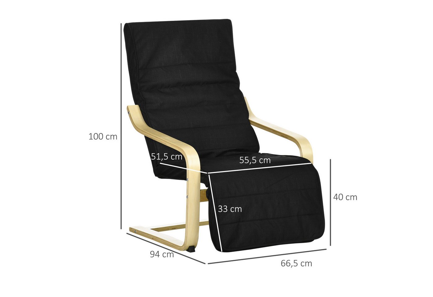 HOMCOM Relaxsessel Polstersessel mit Leinenoptik Sessel (Set, 1-St., Lesesessel), 5-fach verstellbare Fußstütze, abnehmbare Bezüge – Bild 3 von 5