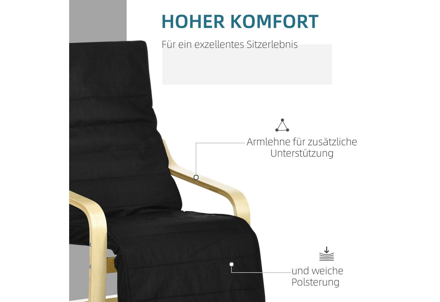 HOMCOM Relaxsessel Polstersessel mit Leinenoptik Sessel (Set, 1-St., Lesesessel), 5-fach verstellbare Fußstütze, abnehmbare Bezüge – Bild 4 von 5