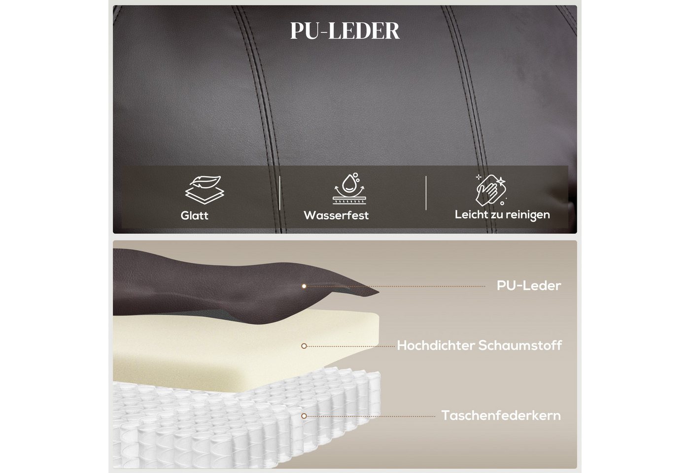 HOMCOM Relaxsessel Sessel mit Aufstehhilfe, Aufstehsessel mit Getränkehalter (Fernsehsessel, 1-St., Gepolstert TV-Sessel), mit Aufsteh-Funktion, Kaffee-Braun – Bild 5 von 5