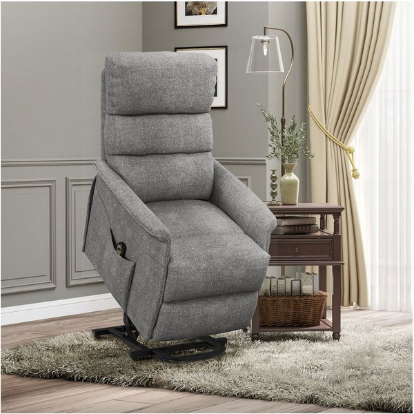 HOMCOM Relaxsessel Sessel mit Leinenoptik, Taschenfeder und Fernbedienung (TV-Sessel, 1-St., Fernsehsessel), für Wohnzimmer, Grau