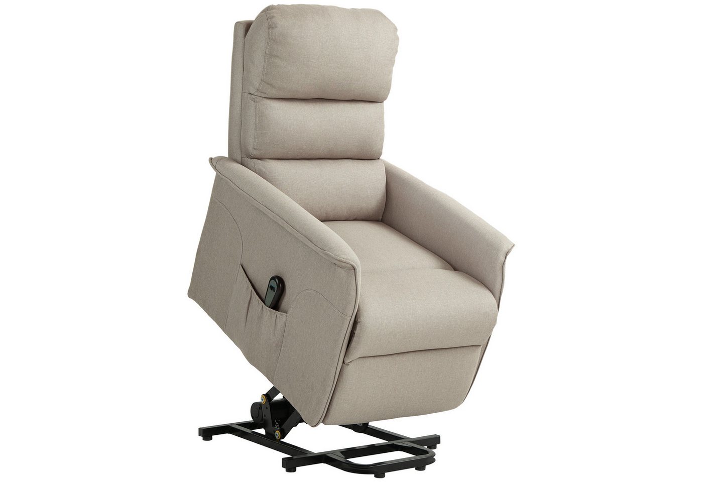 HOMCOM Relaxsessel Sessel mit Leinenoptik, Taschenfeder und Fernbedienung (TV-Sessel, 1-St., Fernsehsessel), für Wohnzimmer, Beige – Bild 2 von 5