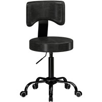 HOMCOM Rollhocker, höhenverstellbarer Salonstuhl aus PU-Leder mit Polstersitz und Rückenlehne, Drehbarer Beautyhocker auf Rollen, Schwarz Aosom