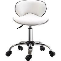 HOMCOM Rollhocker Arbeitsstuhl mit höhenverstellbarer 44-56 cm und Rückenlehne, 360° drehbarer Bürostuhl für Massagestudio, Büro, Klinik, Weiß Aosom