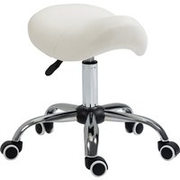 HOMCOM Rollhocker Drehhocker höhenverstellbar Sattelhocker gepolstert in Weiß für Büro & Zuhause Aosom.de