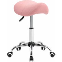 HOMCOM Rollhocker höhenverstellbar 49-61 cm Arbeitshocker 360° drehbar Hocker Bürohocker Sattelhocker für Büro Salon Massage Spa Rosa Aosom