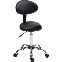 HOMCOM Rollhocker höhenverstellbar mit Rückenlehne Drehhocker 83-98 cm Arbeitshocker 360° drehbar Hocker Bürohocker Sattelhocker für Büro Salon Massage Spa Schw