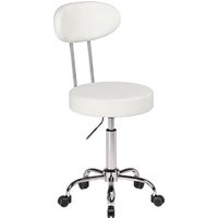 HOMCOM Rollhocker mit Rollen, drehbarer Hocker mit Rückenlehne, höhenverstellbar, PU-Kunstlederbezug, gepolsterter Sitz, für Spa, Tattoo-Studio, Büro, Schlafzim