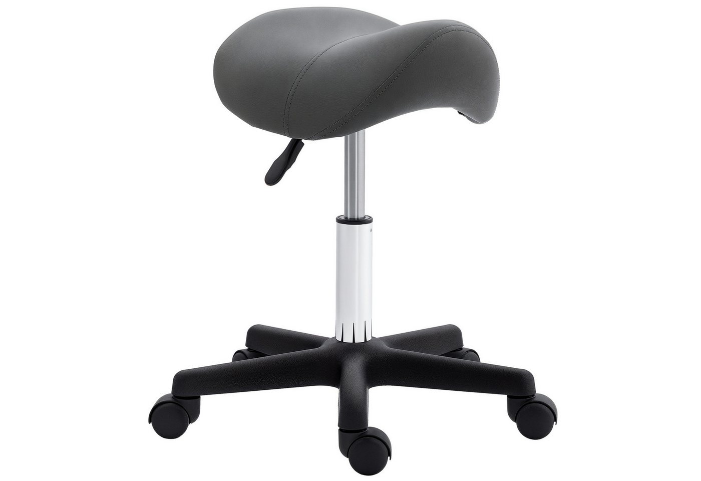 HOMCOM Rollsitz 360° drehbar (Salonhocker, 1 St., Drehhocker), höhenverstellbar, Grau – Bild 2 von 5