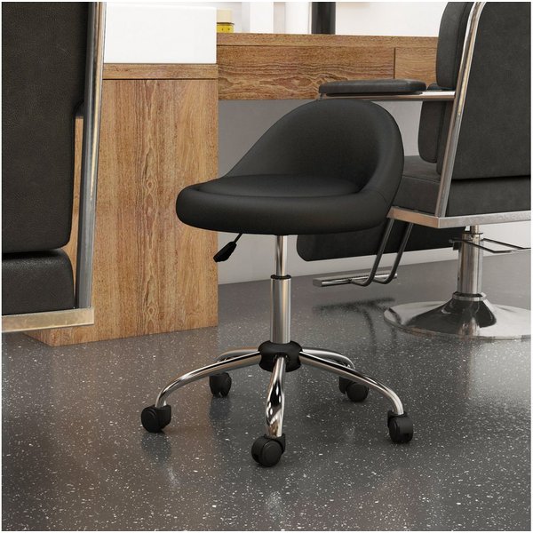 HOMCOM Rollsitz Drehhocker mit Rädern Drehbarer Arbeitshocker Salonhocker (Salonstuhl, 1 St., Bürohocker), Schwarz Ø50 x 63-83 cm