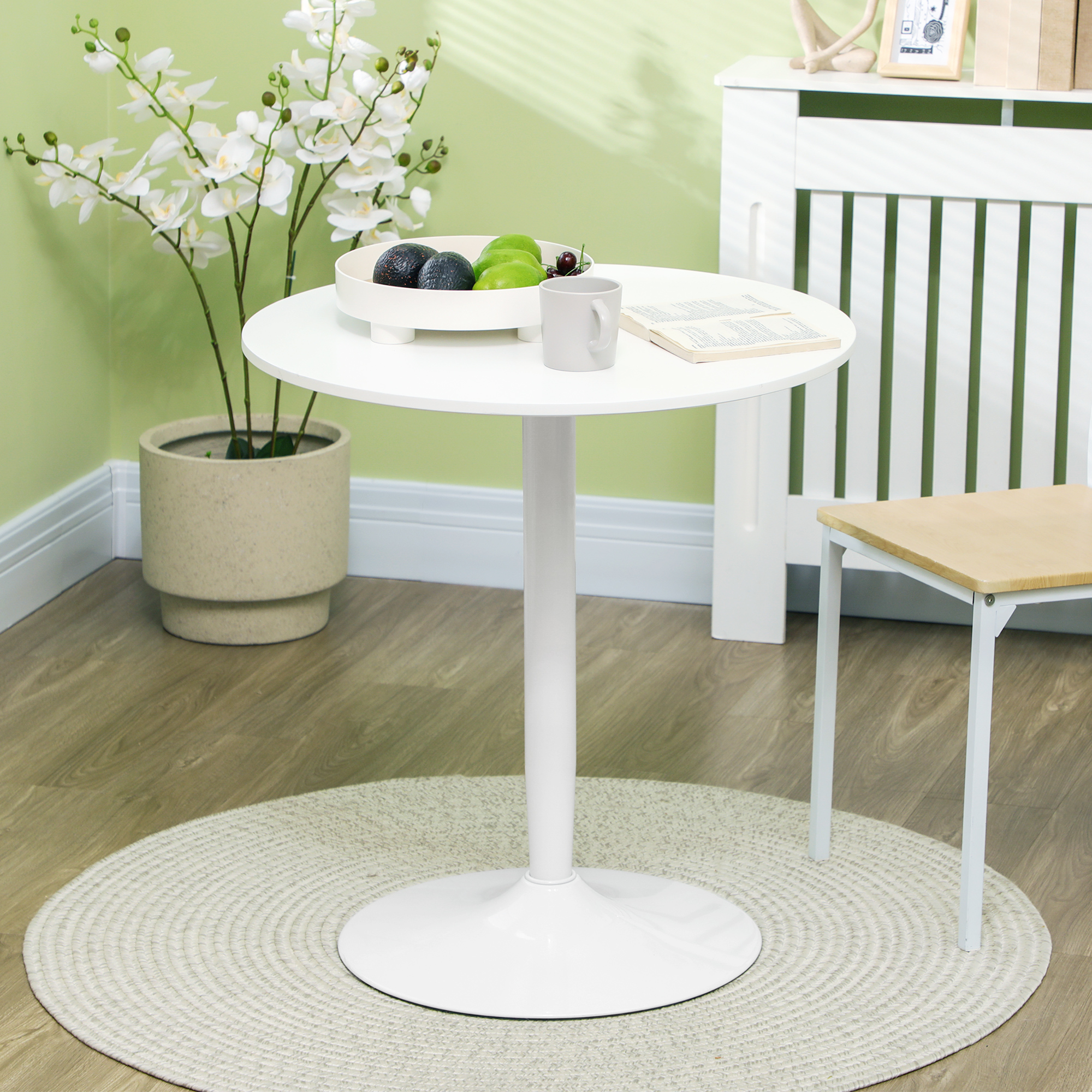 HOMCOM Runder Esstisch Ø70 x 75 cm, moderner Küchentisch für 2 Personen, Säulentisch mit Stahlbein und rutschfester Fußauflage Aosom.de – Bild 2 von 2