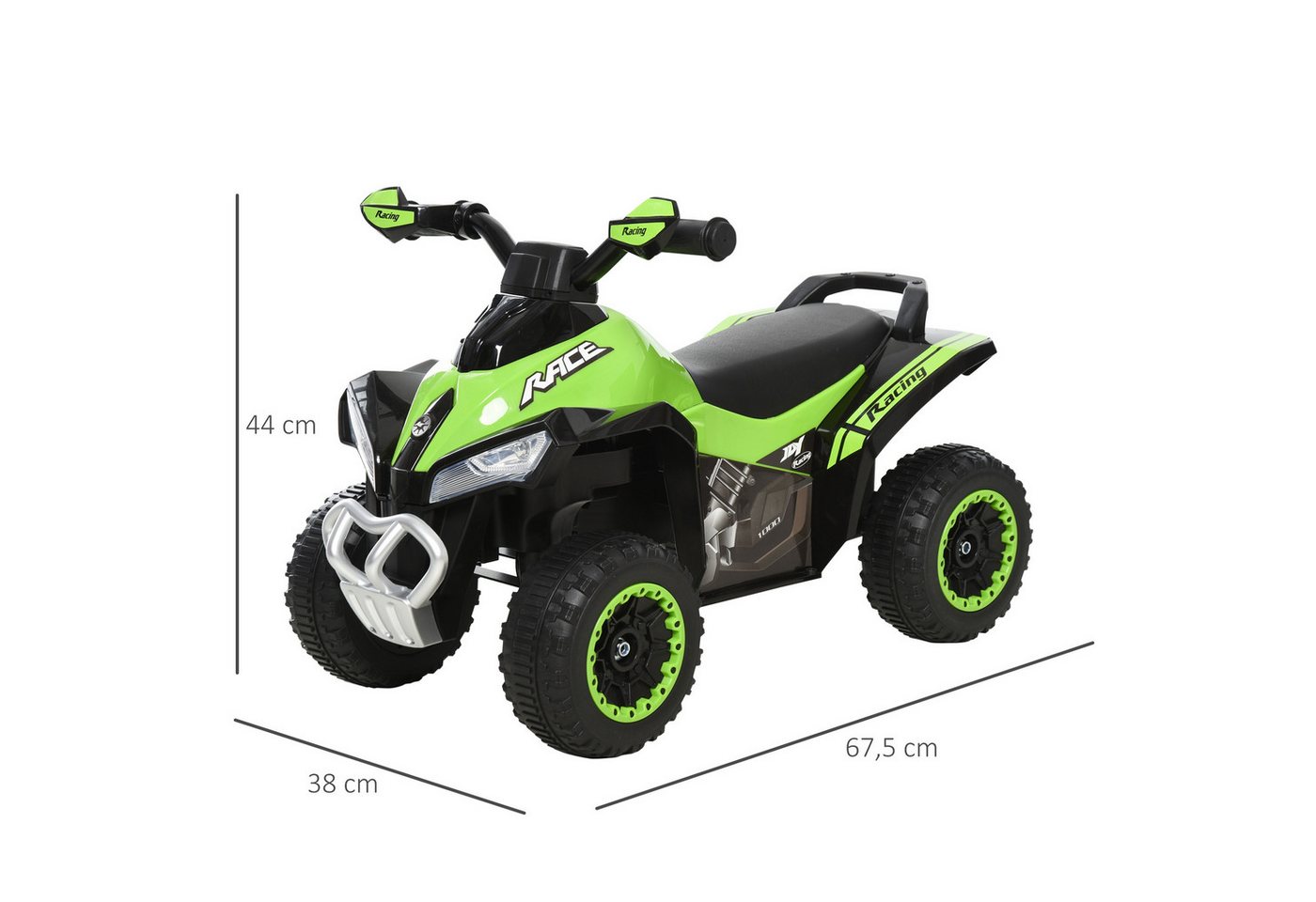 HOMCOM Rutscher Kinder Rutschauto Tretauto, (Rutschen Kinderauto, 1-tlg., Kinderfahrzeug), Grün 67,5 x 38 x 44 cm – Bild 3 von 5