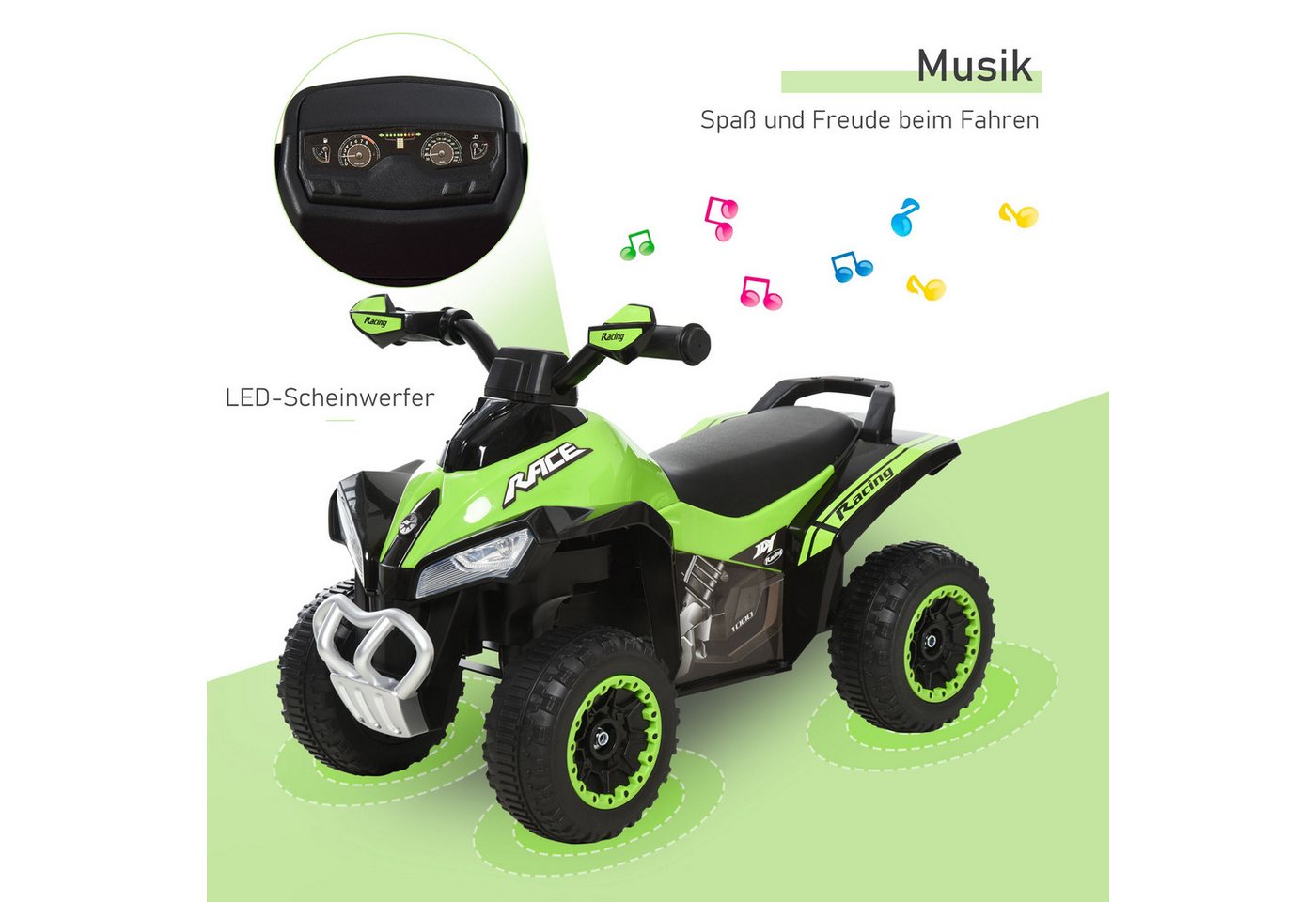 HOMCOM Rutscher Kinder Rutschauto Tretauto, (Rutschen Kinderauto, 1-tlg., Kinderfahrzeug), Grün 67,5 x 38 x 44 cm – Bild 4 von 5