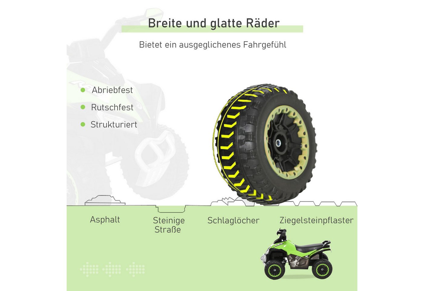HOMCOM Rutscher Kinder Rutschauto Tretauto, (Rutschen Kinderauto, 1-tlg., Kinderfahrzeug), Grün 67,5 x 38 x 44 cm – Bild 5 von 5