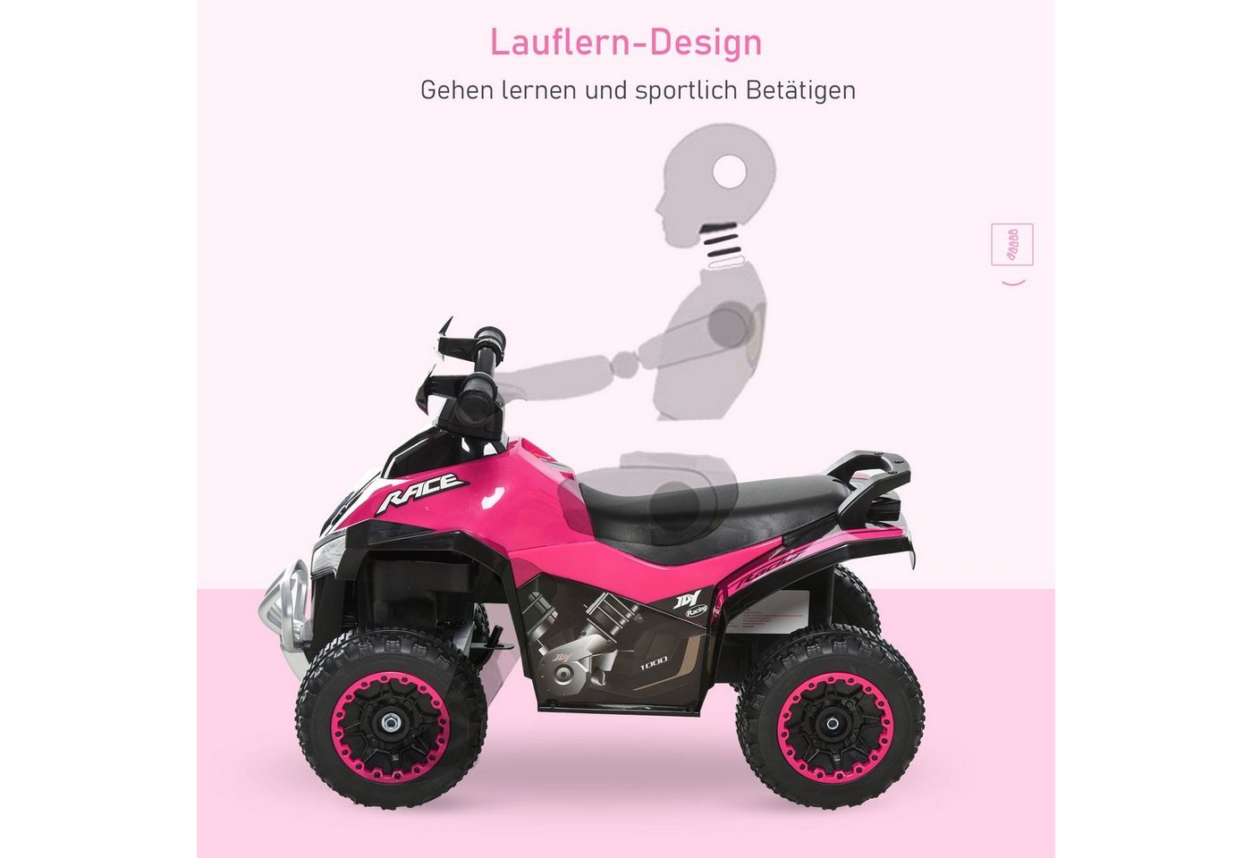 HOMCOM Rutscher Kinder Rutschauto Tretauto, (Rutschen Kinderauto, 1-tlg., Kinderfahrzeug), Rosa 67,5 x 38 x 44 cm – Bild 4 von 5
