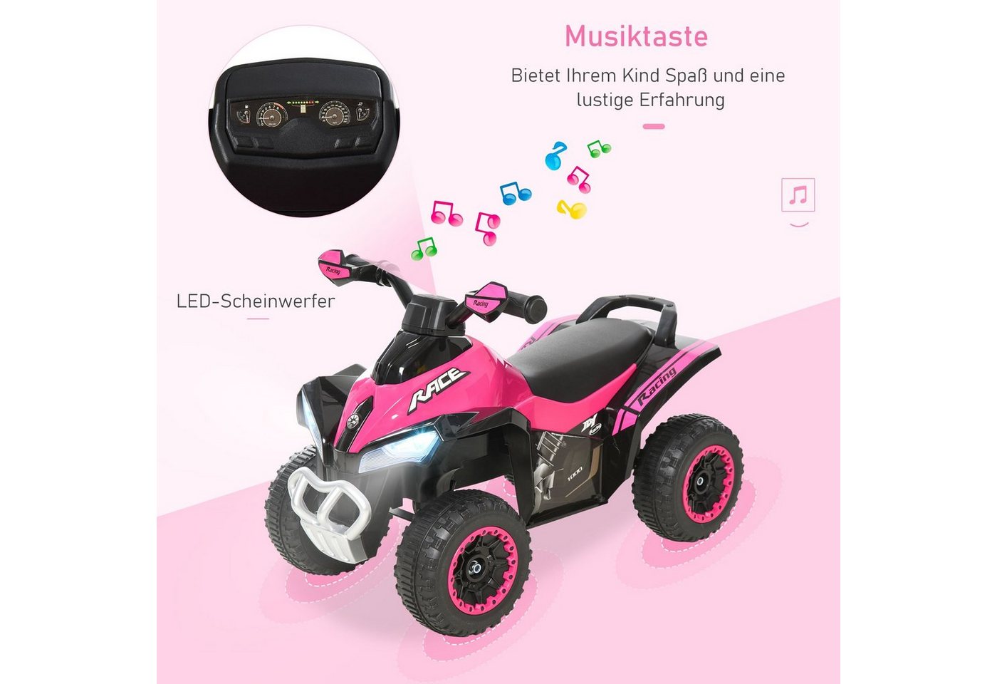 HOMCOM Rutscher Kinder Rutschauto Tretauto, (Rutschen Kinderauto, 1-tlg., Kinderfahrzeug), Rosa 67,5 x 38 x 44 cm – Bild 5 von 5