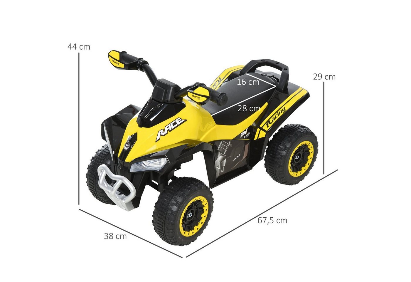 HOMCOM Rutscher Kinder Rutschauto Tretauto, (Rutschen Kinderauto, 1-tlg., Kinderfahrzeug), Gelb 67,5 x 38 x 44 cm – Bild 3 von 5