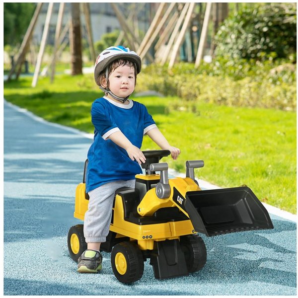 HOMCOM Rutscher Kinderbagger mit beweglicher Schaufel, (Rutscherfahrzeug, 1-tlg., Rutschauto für Kinder), Gelb+Schwarz 78 x 29,5 x 54 cm