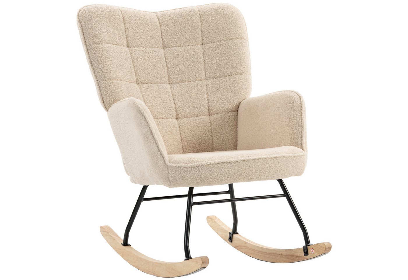 HOMCOM Schaukelstuhl Schaukelsessel, Relaxsessel mit Samtimitat, bis 120kg, Armlehne (Schwingsessel, 1 St), für Wohnzimmer, Beige – Bild 2 von 5