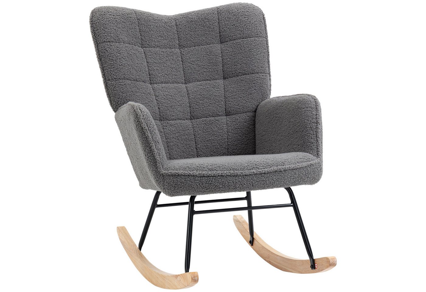 HOMCOM Schaukelstuhl Schaukelsessel, Relaxsessel mit Samtimitat, bis 120kg, Armlehne (Schwingsessel, 1 St), für Wohnzimmer, Dunkelgrau – Bild 2 von 5