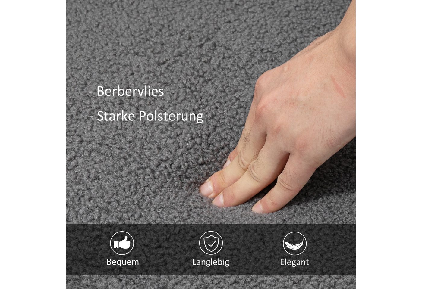 HOMCOM Schaukelstuhl Schaukelsessel, Relaxsessel mit Samtimitat, bis 120kg, Armlehne (Schwingsessel, 1 St), für Wohnzimmer, Dunkelgrau – Bild 5 von 5