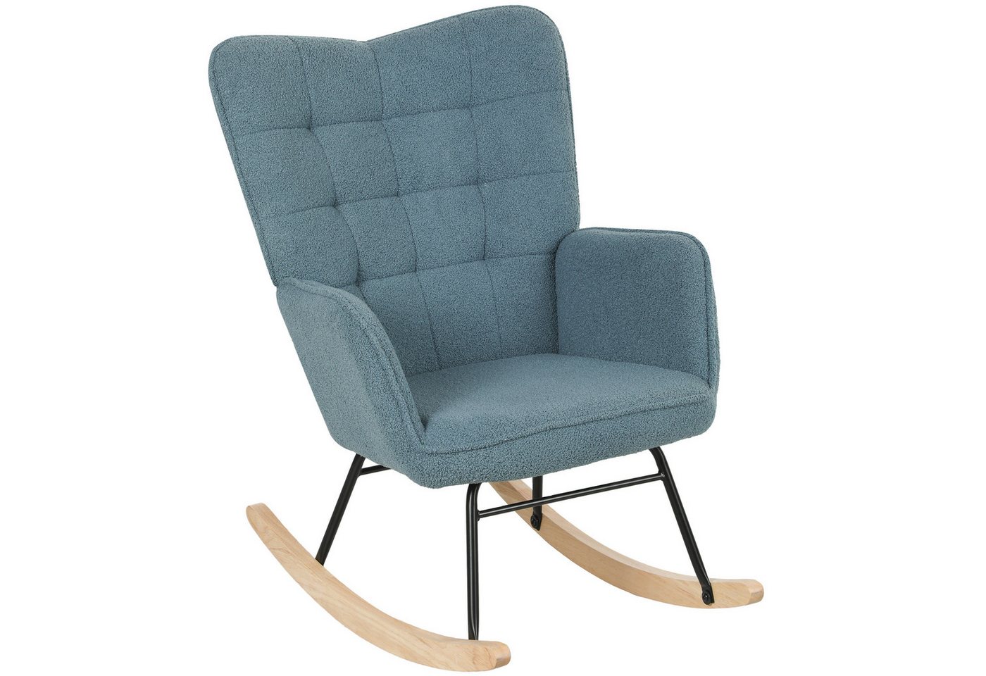 HOMCOM Schaukelstuhl Schaukelsessel, Relaxsessel mit Samtimitat, bis 120kg, Armlehne (Schwingsessel, 1 St), für Wohnzimmer, Hellblau – Bild 2 von 5