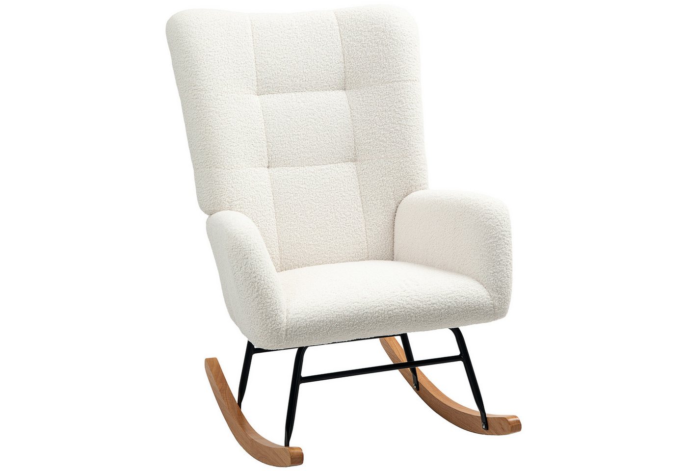 HOMCOM Schaukelstuhl Schaukelsessel, Teddysamt-Optik, Relaxsessel mit Holzkufen (Relaxsessel mit Holzkufen, Schwingsessel, 1 St), Stillsessel für Schlafzimmer,  – Bild 2 von 5