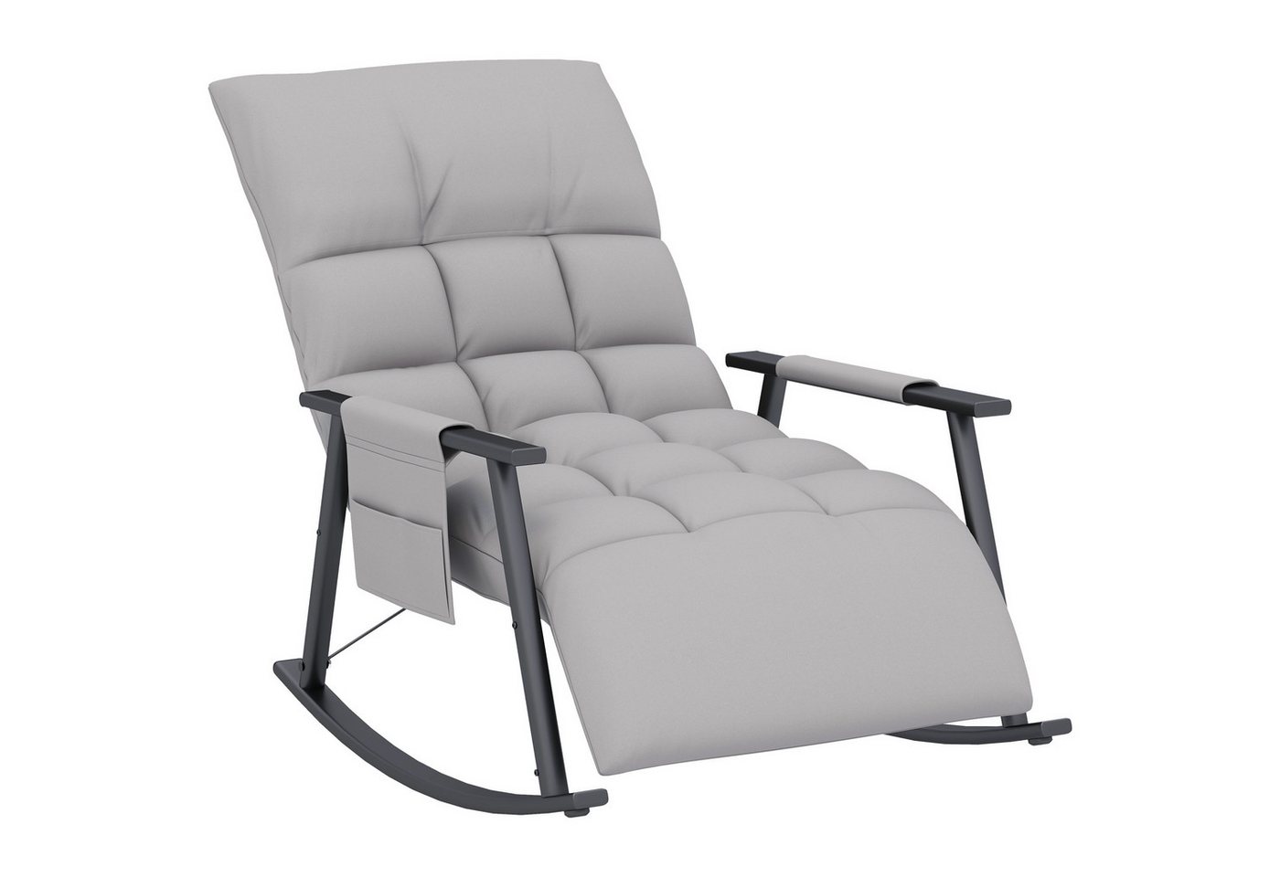 HOMCOM Schaukelstuhl Sessel, Relaxsessel mit Mikrofasertuch Schwingsessel, Balkon (Schaukelsessel, 1 St), für Wohnzimmer, Schlafzimmer, Grau – Bild 2 von 5