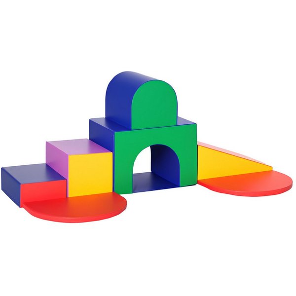 HOMCOM Schaumstoff Bausteine Softbausteine Grossbausteine Mehrfarbig Spielbausteine, (Schaumstoffblöcke, 7 St., Riesenbausteine), für 1-3 Jahre alt Kinder Kunst