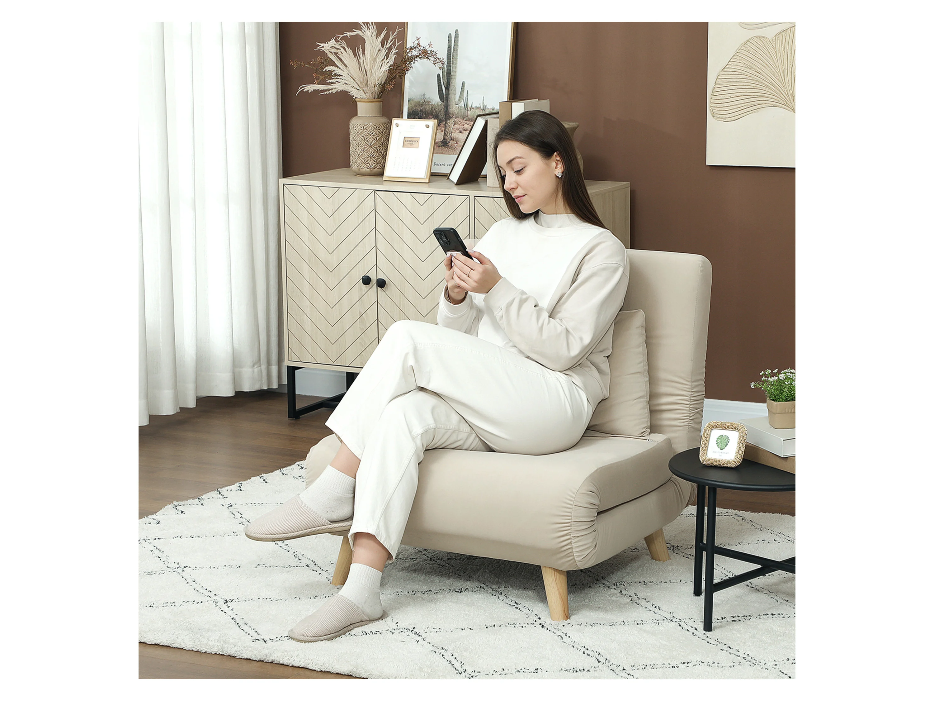 HOMCOM Schlafsessel (Breite 72 cm, Beige) – Bild 2 von 4