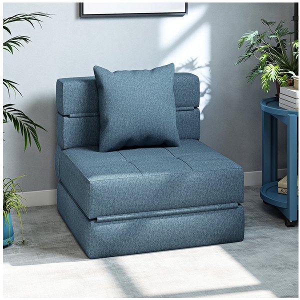 HOMCOM Schlafsofa 2-in-1 Klappsessel mit Bettfunktion, Relaxsessel mit Kissen, Schlafsessel klappbar 1 Teile, für Wohnzimmer, Schlafzimmer, bis 120 kg Belastbar