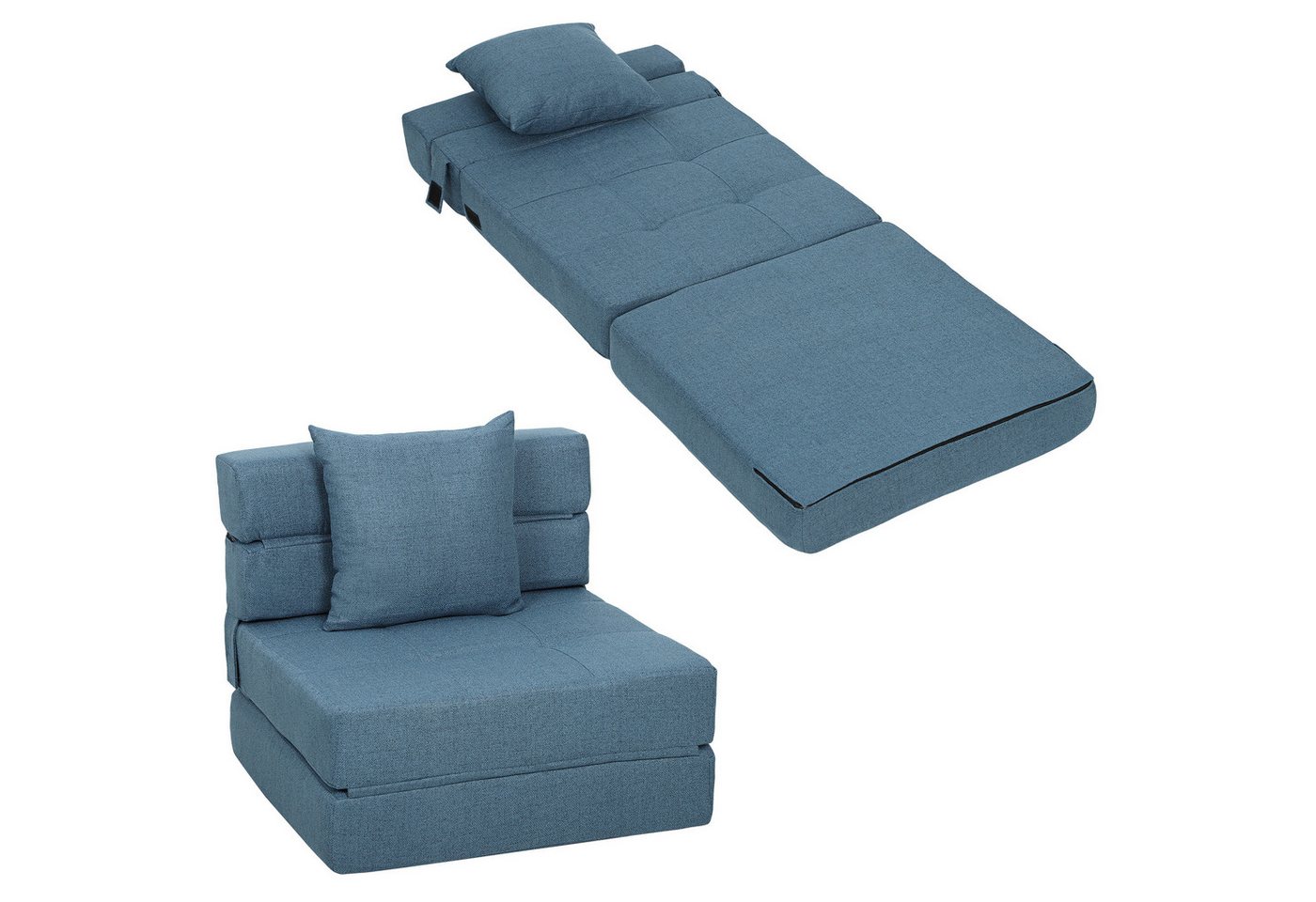 HOMCOM Schlafsofa 2-in-1 Klappsessel mit Bettfunktion, Relaxsessel mit Kissen, Schlafsessel klappbar 1 Teile, für Wohnzimmer, Schlafzimmer, bis 120 kg Belastbar – Bild 2 von 5