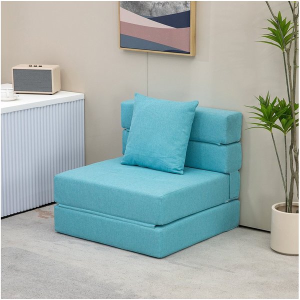 HOMCOM Schlafsofa 2-in-1 Klappsessel mit Bettfunktion, Relaxsessel mit Kissen, Schlafsessel klappbar 1 Teile, für Wohnzimmer, Schlafzimmer, bis 120 kg Belastbar
