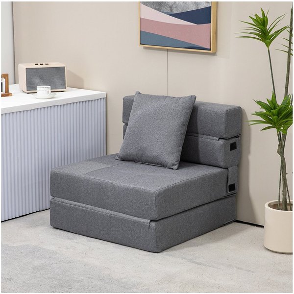 HOMCOM Schlafsofa 2-in-1 Klappsessel mit Bettfunktion, Relaxsessel mit Kissen, Schlafsessel klappbar 1 Teile, für Wohnzimmer, Schlafzimmer, bis 120 kg Belastbar