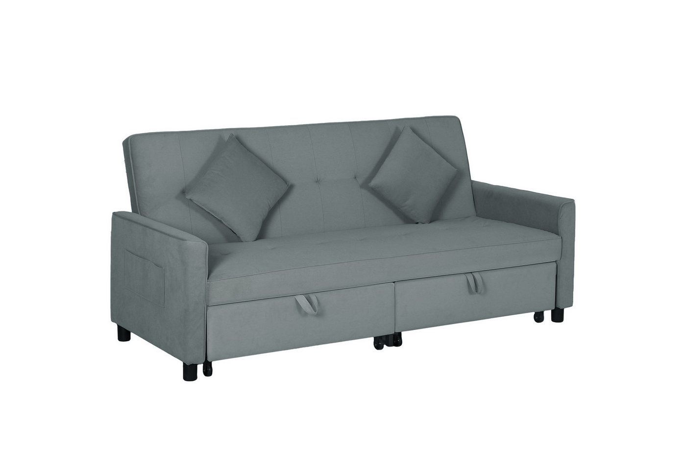 HOMCOM Schlafsofa 3-in-1 Klappsofa mit Schlaffunktion, verstellbare Rückenlehne, 3-Sitzer-Schlafcouch 1 Teile, für Wohnzimmer, Schlafzimmer, Grau – Bild 2 von 5
