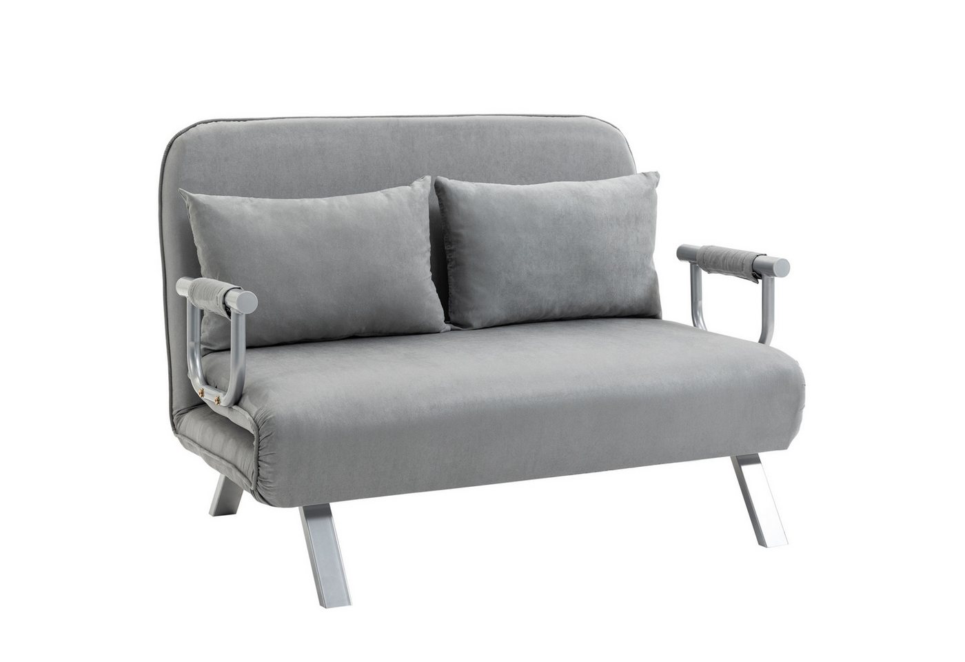 HOMCOM Schlafsofa 3 in 1 Schlafsessel, klappbar, mit Bettfunktion, Kissen, Hellgrau, Schlafsessel 1 Teile, für Wohnzimmer, Schlafzimmer, Hellgrau – Bild 2 von 5