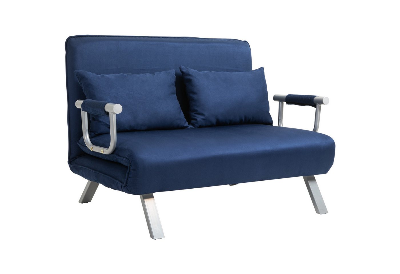 HOMCOM Schlafsofa 3 in 1 Schlafsessel, klappbar, mit Bettfunktion, Kissen, Blau, Schlafsessel 1 Teile, für Wohnzimmer, Schlafzimmer, Blau – Bild 2 von 5