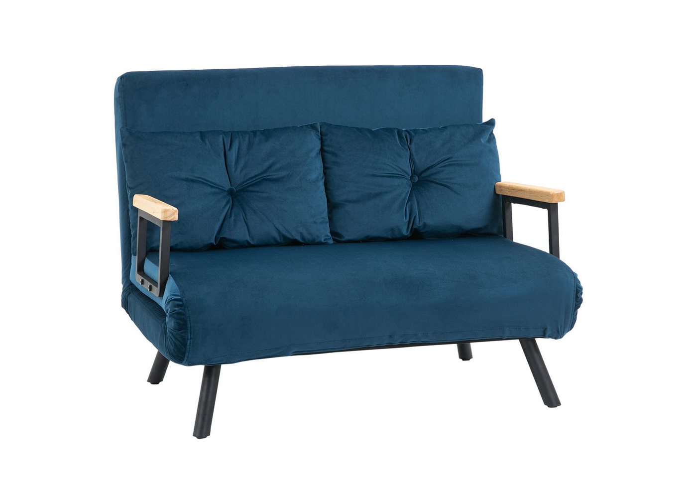HOMCOM Schlafsofa Polystersofa mit Verstellbarer Rückenlehne und Rückenkissen, Polstersofa 1 Teile, mit Verstellbarer Rückenlehne, Blau, 102 x 73 x 81 cm – Bild 2 von 5