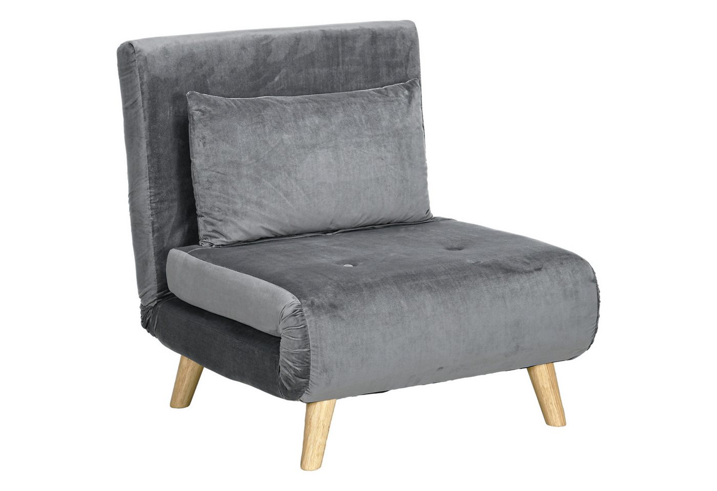 HOMCOM Schlafsofa Schlafsessel klappbar mit Bettfunktion, Gästebett in Leinenoptik, Klappsessel 1 Teile, für Wohnzimmer, Grau – Bild 2 von 5