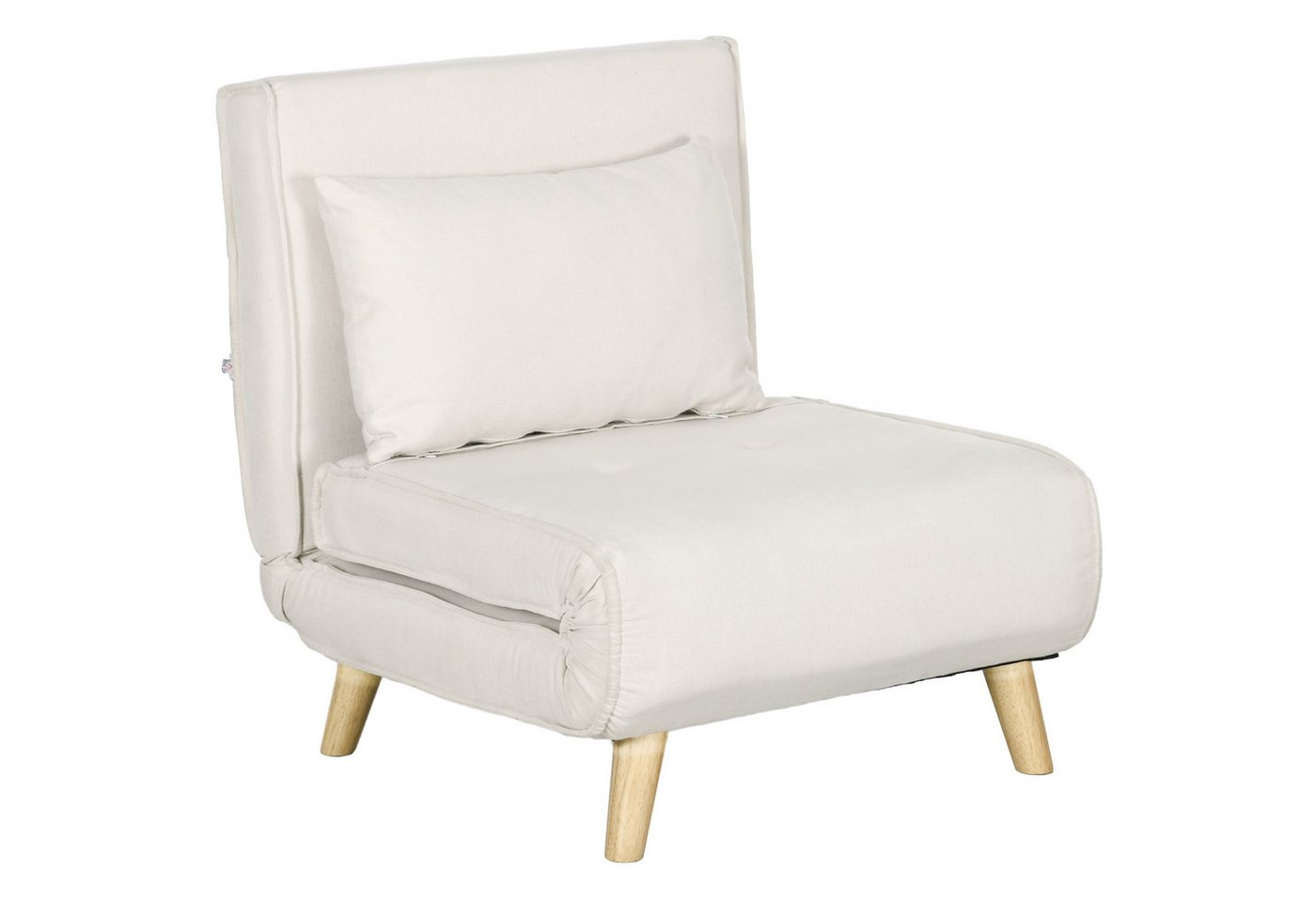 HOMCOM Schlafsofa Schlafsessel klappbar mit Bettfunktion, Gästebett in Leinenoptik, Klappsessel 1 Teile, für Wohnzimmer, Cremeweiß – Bild 2 von 5
