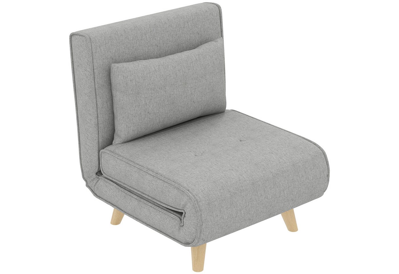 HOMCOM Schlafsofa Schlafsessel klappbar mit Bettfunktion, Gästebett in Leinenoptik, Klappsessel 1 Teile, für Wohnzimmer, Hellgrau – Bild 2 von 5