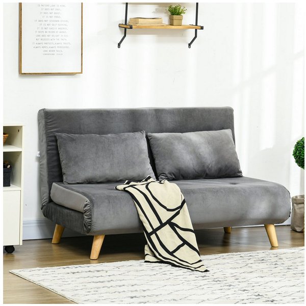 HOMCOM Schlafsofa Schlafsessel klappbar mit Bettfunktion, Gästebett in samtoptik, Klappbarer Relaxsessel in Samtoptik 1 Teile, bis 250 kg belastbar, für Wohnzim