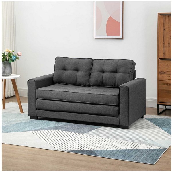 HOMCOM Schlafsofa Sofa mit Bettfunktion, Polstersofa mit Stauraum, Schlafcouch, Relaxsessel 1 Teile, für Wohnzimmer, Grau