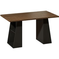 HOMCOM Schreibtisch 140 cm, Computertischh mit 4 offenen Ablagen und Metallrahmen, Arbeitstisch mit trapezförmigem Gestell großer Arbeitsplatz für Home Office u