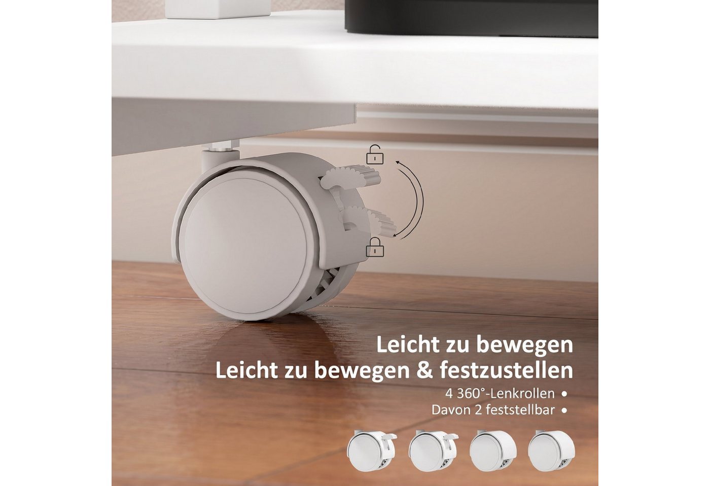 HOMCOM Schreibtisch Schreibtisch (Bürotisch, 1-St., Schreibtisch), Mit Rollen und Stauraum, Kompakt – Bild 5 von 5
