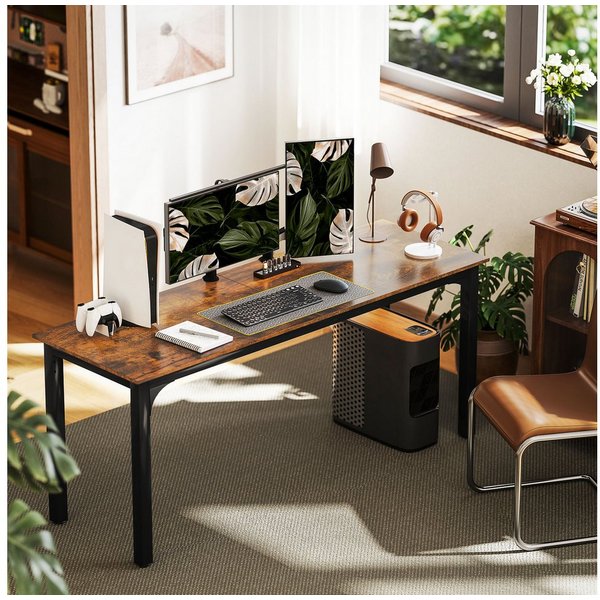 HOMCOM Schreibtisch Computertisch Bürotisch mit Industrie-Design, Stahlgestell (Computertisch, 1-St., Bürotisch), für Arbeitszimmer Home Office, 180 x 60 x 75 c